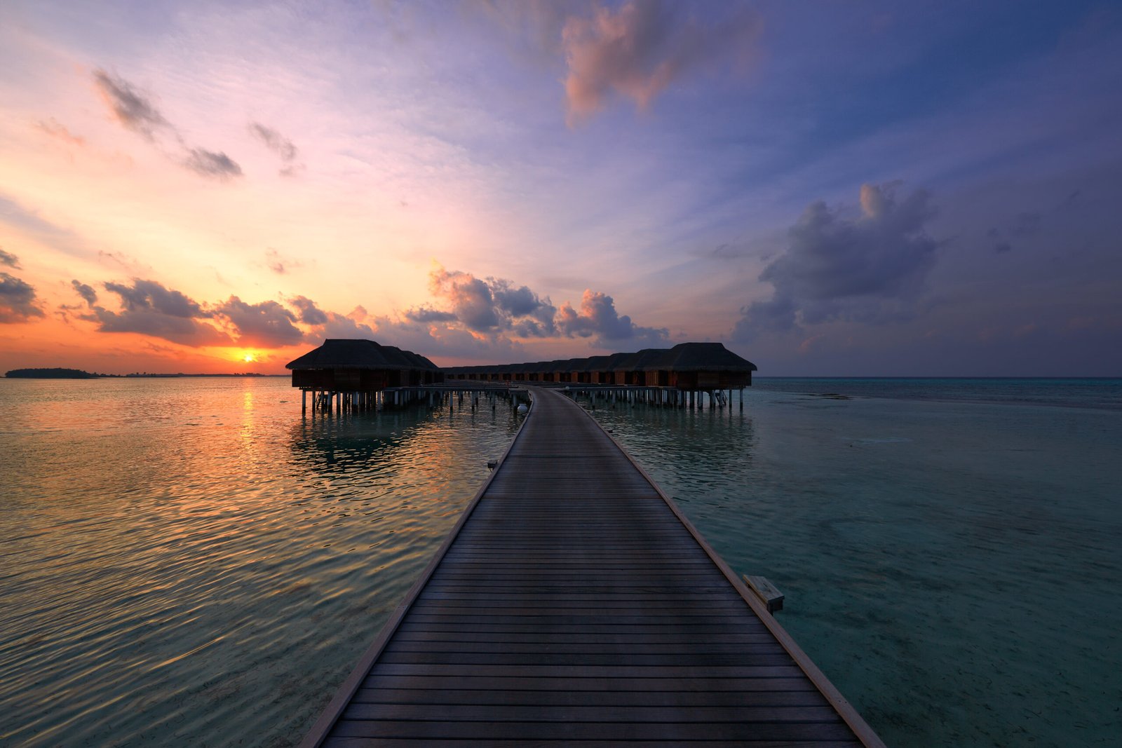 Beautiful sunset at Maldivian beach